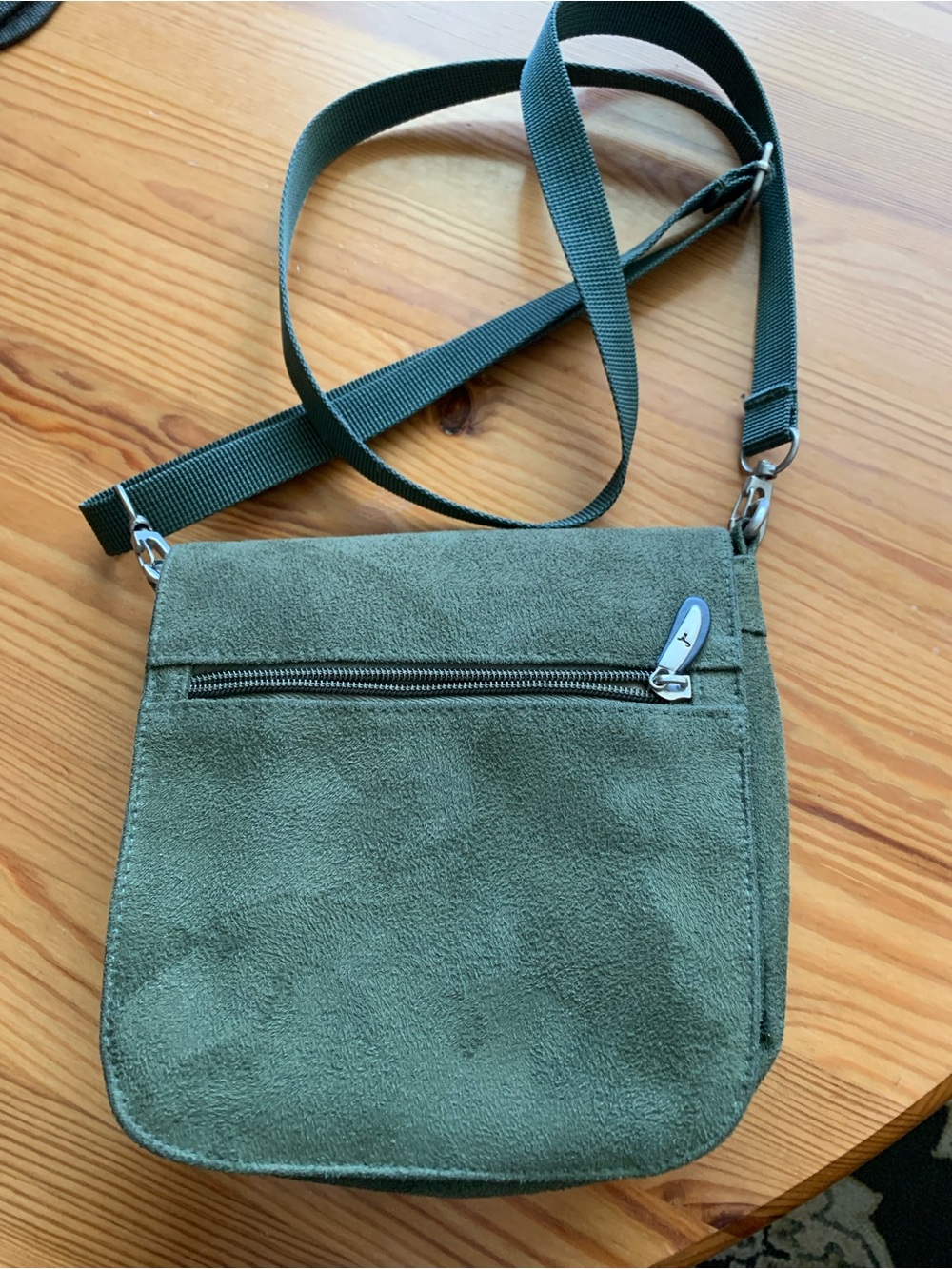 Travelon Olive Green Suede Crossbody Travel Bag